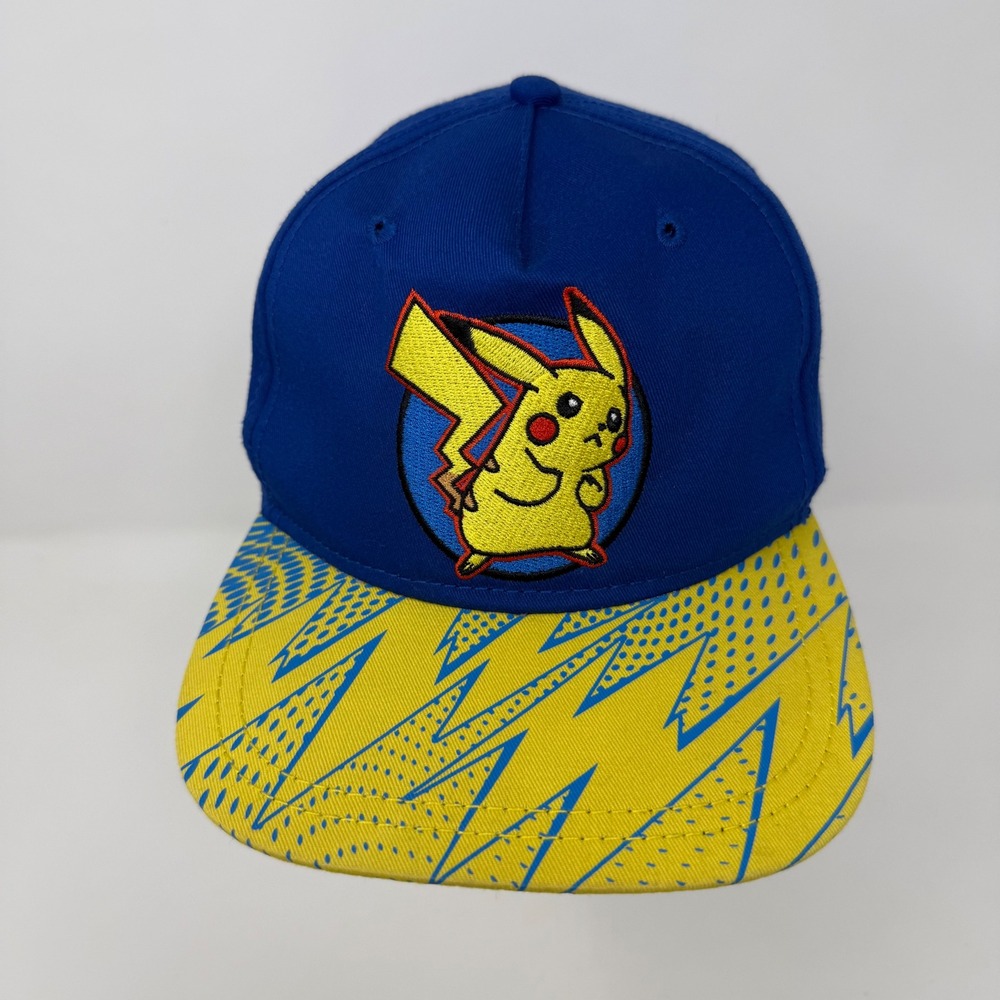 Pokemon Pikachu Youth Snapback Hat Blue Yellow Lightning Bolt OSFM 2016 Cap